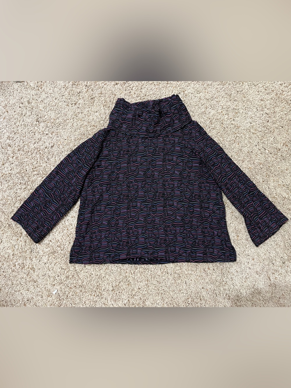 Habitat Colorful Funky 3D Textured Cowl Neck Pull Over Lagenlook Blouse Sz Large
